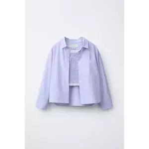 ZARA 스트라이프 셔츠  탑 세트 - 블루 {WLM}