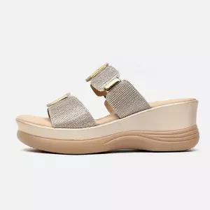 [아리앤]국산 샤인 웨지 뮬슬리퍼 6cm