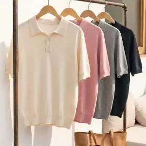 [다잇템] 여자 카라 반소매 비스코스 스웨터 SS 클래식 상의