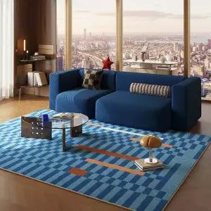 예홈 아트워크 거실 카페트 러그 매트 블루란데