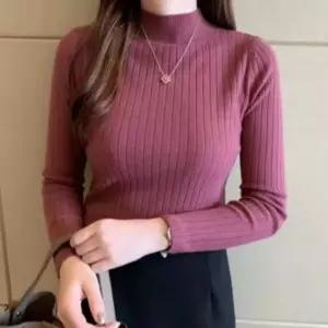 목폴라 여성 반목 티셔츠 얇은 골지