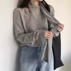 [코코블랑] 끌로 머플러 타이 울 니트