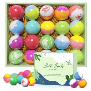 여성용 목욕 폭탄 선물 세트, 에센셜 오일이 함유된 20개, 휴식을 위한 수제 SPA 버블 목욕, 여성, 소녀, 아내, 어머니를