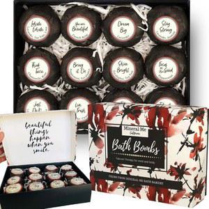 영감을 주는 메시지로 휴식을 취하는 여성을 위한 목욕 폭탄, 에센셜 오일과 피부 보습 시어 버터가 함유된 12가지 천연 및 폭탄. 아내, 여자친구를 부활절 바구니 필수품 선물,