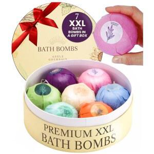 아데 르댕 목욕 폭탄 세트 7개 - 여성용 선물 세트, 200g / 7온스, 민감성 피부용 XXL 사이즈 미네랄 폭탄, 생일 또는 어머니의 날, 상자 아이디어
