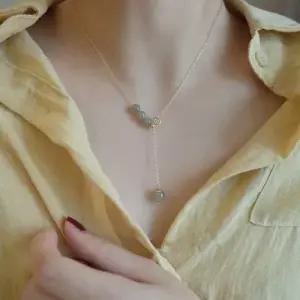 도금 비취 청옥 써지컬 언발런스 앞 목걸이 WFG2CZ3