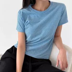 /옷자락 여자 잔단가라 여름반팔 면 티셔츠