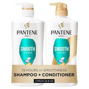 팬텐 샴푸 & 컨디셔너 세트, 매끄럽고 세련됨 - 항산화제를 사용한 프리즈 컨트롤, 모든 모발 유형에 공급 - 곱슬머리, 건조, 컬러 , 52 8온스 미라클 레스큐 샷 0 5온스