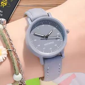 뉴 파스텔 라운드 컬러 초 침 여자 학생 손목 시계 손목시계