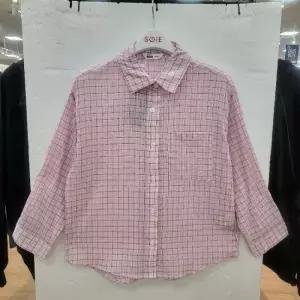 HC22 루즈핏 체크 셔츠 여아 여름용 핑크 박스핏 스판 체크 롱셔츠 26M5381