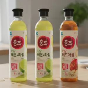 홍초 저당 기능성 레몬라임 900ml 2개 + 레드애플 900ml 1개