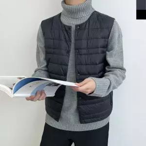 [라일리의류] Rly 남성 경량 패딩조끼 데일리 투웨이 넥라인