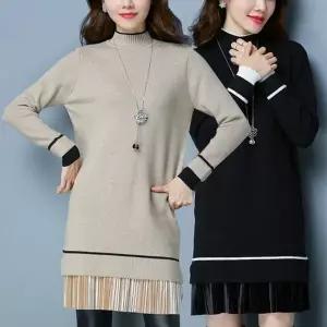 [하프클럽/]니트 원피스 롱원피스 봄신상 봄 여성 쉬폰