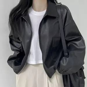 [샵앤] 여성 투웨이 집업 시보리 레더 가죽 자켓 WON-WJK-WFG0KA4