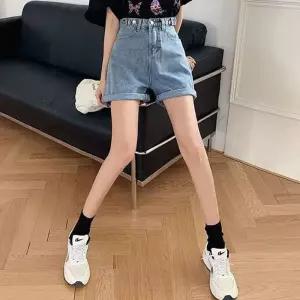 [라일리여성의류] Rly 여성 하이웨스트 데님 숏팬츠 청반바지 롤업 반바