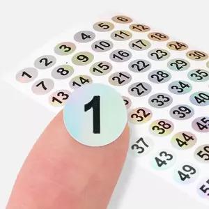 원형 숫자스티커 1P 1cm 레인보우그라데이션 숫자