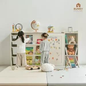 [바니하우스] 루미 복합슬라이드(전면책장+자석칠판) 유아 교구 책장 1200