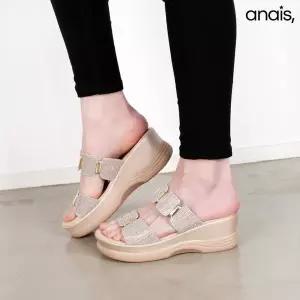 [하프클럽/]국산 샤인 웨지 뮬슬리퍼 6cm_26S131