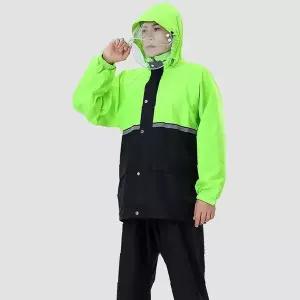 형광 투피스 우비 야간 안전 배달용 방수 작업복 레인코트 야외용