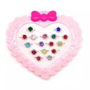 유아반지세트 큐빅 하트 반지 병원 4세여아 어린이집선물 16종세트