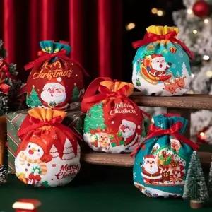 (디자인 오렌지레드(a))크리스마스 미니 선물 주머니 파우치형 가방 포장 산타 할아버지