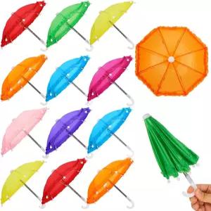 에클리 미니 우산 11.8인치 컬러풀 작은 식물 조절 가능 해변 맑음 비 오는 날 1 6 스케일 인형 장난감