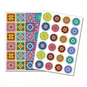 글로벌이지 전통 문양 스티커 2매 원형 사각 만들기 교구 재료