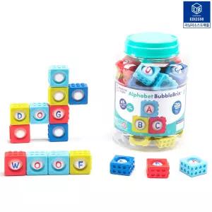 러닝리소스 알파벳 버블 브릭스 영어학습 단어조합 블록 푸쉬팝 블럭 보관통 42pcs