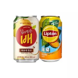 [셀러허브]해태 갈아만든 배 립톤 제로 아이스티 복숭아 3캔씩 뚱캔 340ml 355ml x 6캔 /s (E43383957)