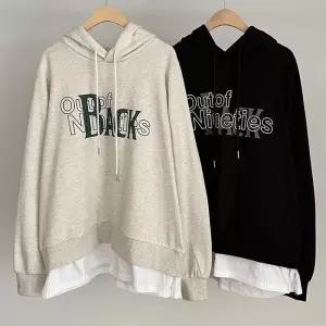 빅사이즈사랑해요 Q695L403 아웃나염레이어드후드티 SM (13846157A)