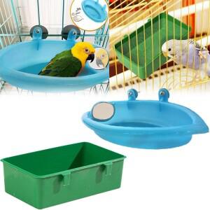 새목욕 상자 거울 걸이플라스틱 욕조 음식 트레이 새장 액세서리 앵무새 샤워 용품 피더