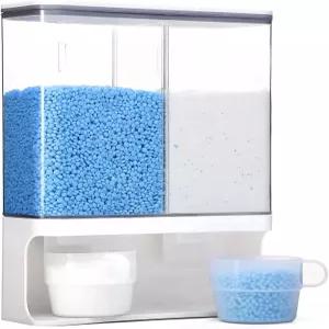 콘우민 세탁 세제 디스펜서 벽걸이 향 부스터 비드 쌀 콩 분말 얼룩 제거제 용기(105온스) 2컵 포함