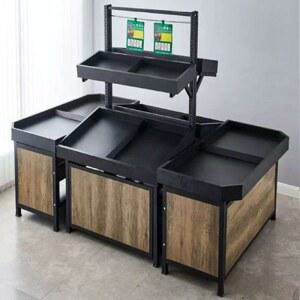 야채 진열장 슈퍼마켓 대 스탠드 3블루 A타입 80cmx80cm 길이 블랙