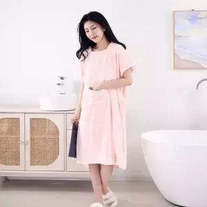 부드러운 핑크 수면가운 예쁜 원피스 샤워가운