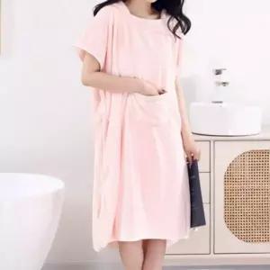 부드러운 원피스 가운 샤워가운 롱 수면