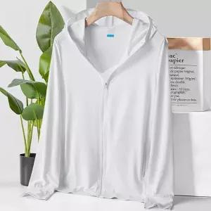 썸머룩 자외선차단 L 후드집업 화이트 남성 여름점퍼 쿨링점퍼 바람막이점퍼