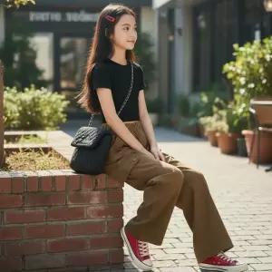 주니어 SD-260203 카고 허리밴딩 팬츠 포포딘 와이드