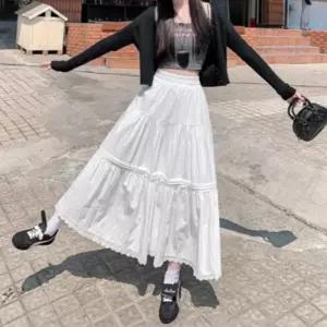 롱플레어 스커트 레이스 페미닌 JSC-d0167