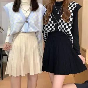 미니 플리츠 니트 허리밴딩 스커트 HH-A81 주름