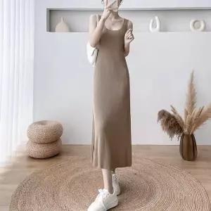 여름 민소매 니트 슬림골지원피스 원피스 골지 나시원피스 롱 민소매골지원피스 슬림