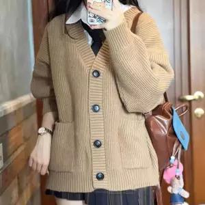 니트 DK-0504 가디건 브이넥 루즈핏 도톰 3color