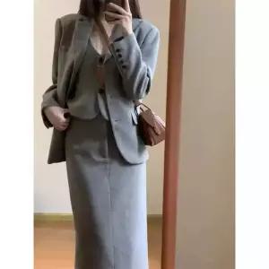 스커트 여성 모직 조끼 정장세트 핏예쁜 정장 코트 양복 세트 고길감 인기1