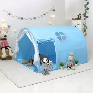 [키즈돔] 도어 3단 플레이 놀이 인디언 어린이 키즈 주니어 초등 학생 침대 텐트 (블루) 