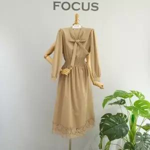 [대구백화점] [4CUS]스모크 허리밴딩 리본타이 원피스(FS2A7OP00097)