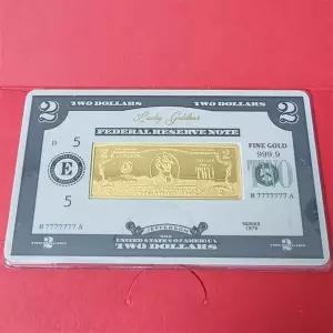 1.875g 프레스 골드바 2달러 지폐 모양 순금 24k 99.99  포나인 dollar