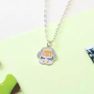 뽀로로캐릭터 아동 각인 미아방지 해피 실버 목걸이