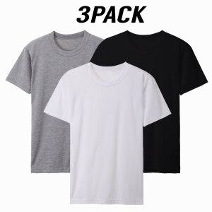 3장 무지 반팔 티셔츠 면 흰티 기본 라운드 레이어드티 교복 남녀공용