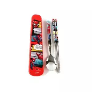 릴팡 마블 스파이더맨 카툰 공간 효율 진공 스텐 수저 젓가락 슬림 케이스 세트