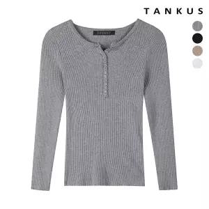 [롯데백화점]탱커스 라운드넥 페이크 버튼 슬림핏 골지 니트 (TV3KP007L0)