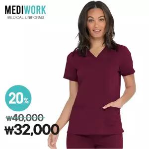 [메디워크] 2포켓 니트카라 반팔 티셔츠 DK870 WIN (병원복,유니폼,간호사유니폼)